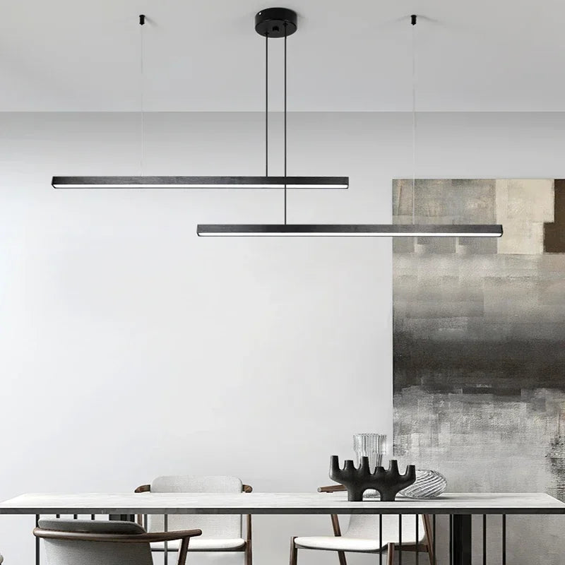 Modern Gold Black Led Pendant Lights, Dimmable, L80cm, Aluminium, Dining Room Hanging Lamp