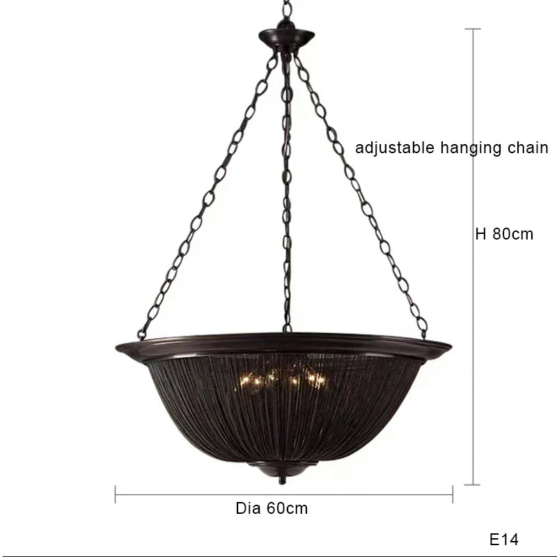 Black Aluminum Chain Tassel Pendant Lights - Dimmable Classic Chandelier