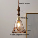 Copper Glass LED Pendant Lamp Modern Hanging Light Fixture with Knob Switch