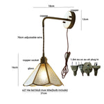 Blue Glass LED Wall Sconce Pull Chain Switch Staircase Tiffany Style Mirror Light