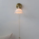 White Glass Copper LED Wall Sconce with Pull Chain Switch