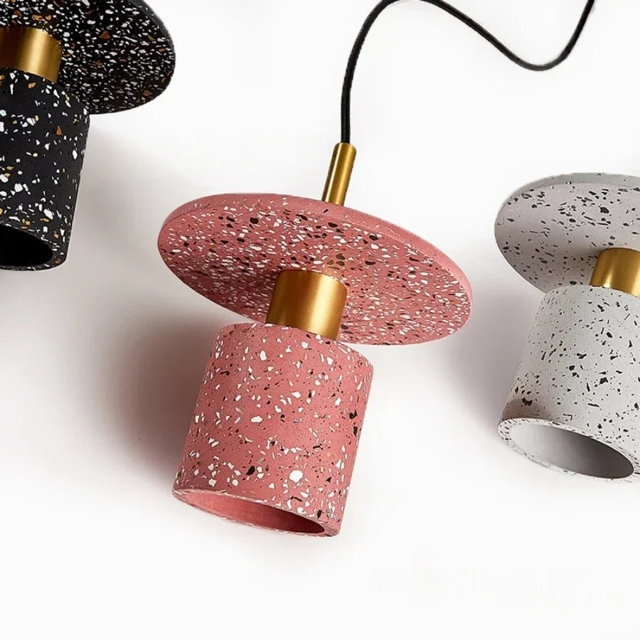 Afralia™ Terrazzo LED Pendant Lamp: Colorful Copper Modern Hanging Light