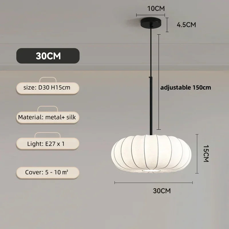 Silk Pendant Light | Elegant LED Chandelier for Dining Room and Bedroom