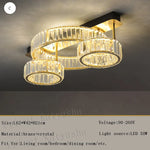 Gold Crystal Copper Ceiling Lamps LED Modern Home Room Decor Lighting