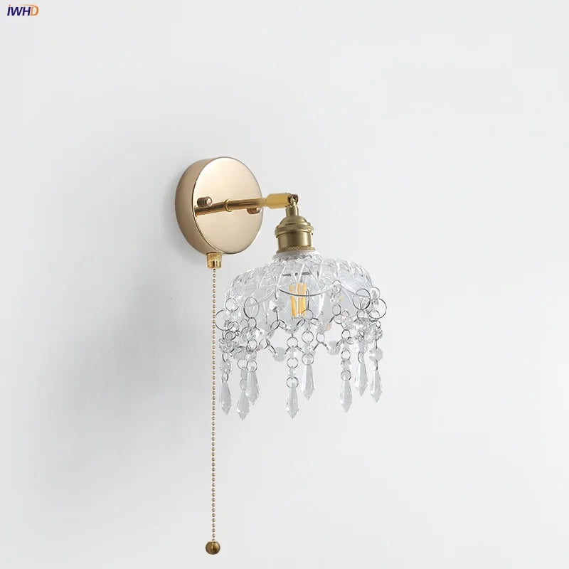 Rotatable Copper LED Wall Lamp with Pull Chain Switch