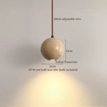 Wood Stone LED Pendant Light Yellow Travertine Modern Luminaria