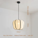 Afralia™ Nordic Style Creamy E27 Pendant Light Fabric Chandelier_Lamp Dining Room Suspended LED Bar Droplight