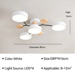 Modern LED Ceiling Lamp - Wood Round Ceiling Lights Macaron Chandelier