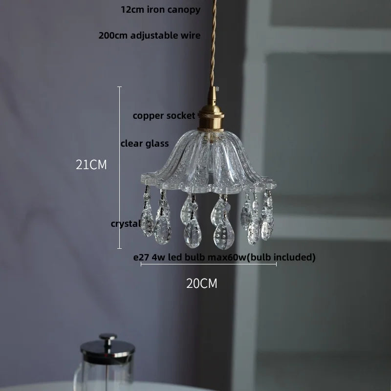 Afralia™ Crystal Glass LED Pendant Lamp: Modern Luxury Interior Lighting for Home Decor