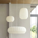 Nordic White Fabric LED Chandelier Pendant Light for Modern Living Room