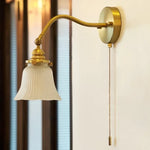 Afralia™ Glass LED Wall Light Fixture Bedroom Stair Living Room Bedside Lamp Vintage Copper