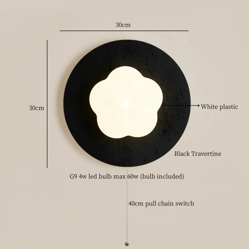 Afralia™ Wabi Sabi Black Travertine LED Wall Sconce for Home Living Lights