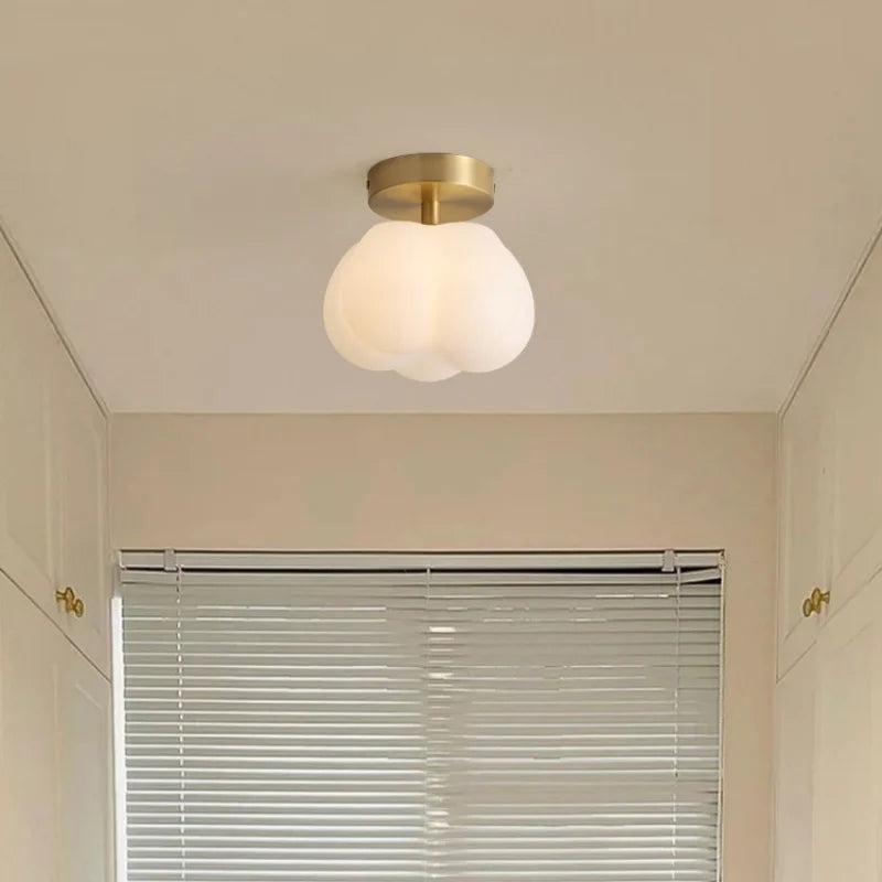 Cotton Shape LED Ceiling Lamp - Cream. Nordic Style, Hallway Balcony Porch Light.