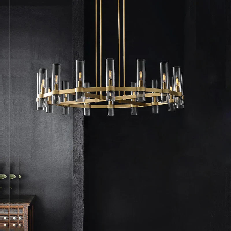 2-Layer Chandelier Lighting - Vintage Gold Silver Black Hanging Lamps