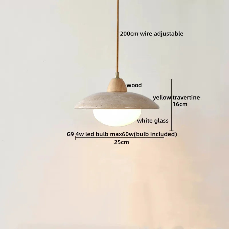 Travertine LED Pendant Lamp for Bar Bedroom Living Room Décor