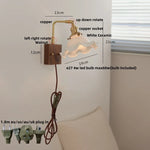 Modern Walnut Brass LED Wall Light Rotatable Bedside Sconce Stair Fixture