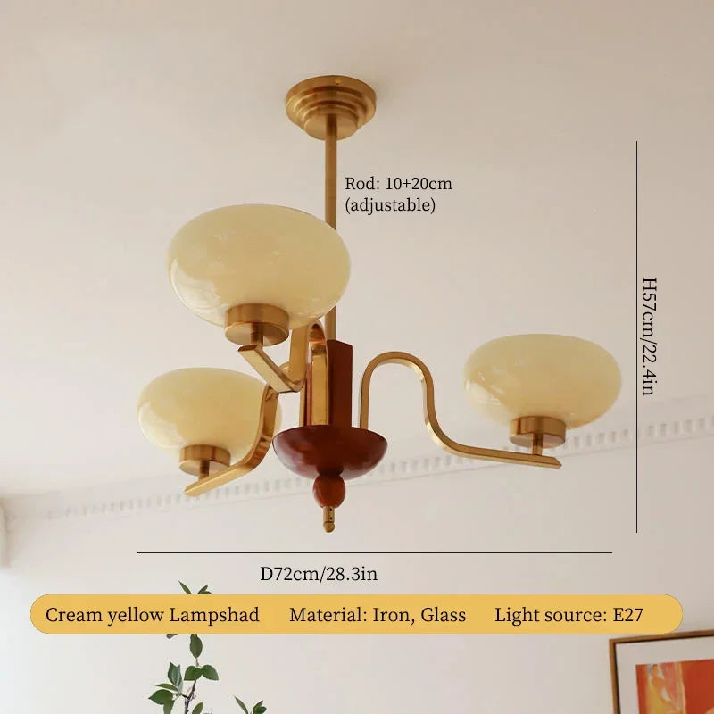 Cream Glass Pendant Chandelier for Home Decor