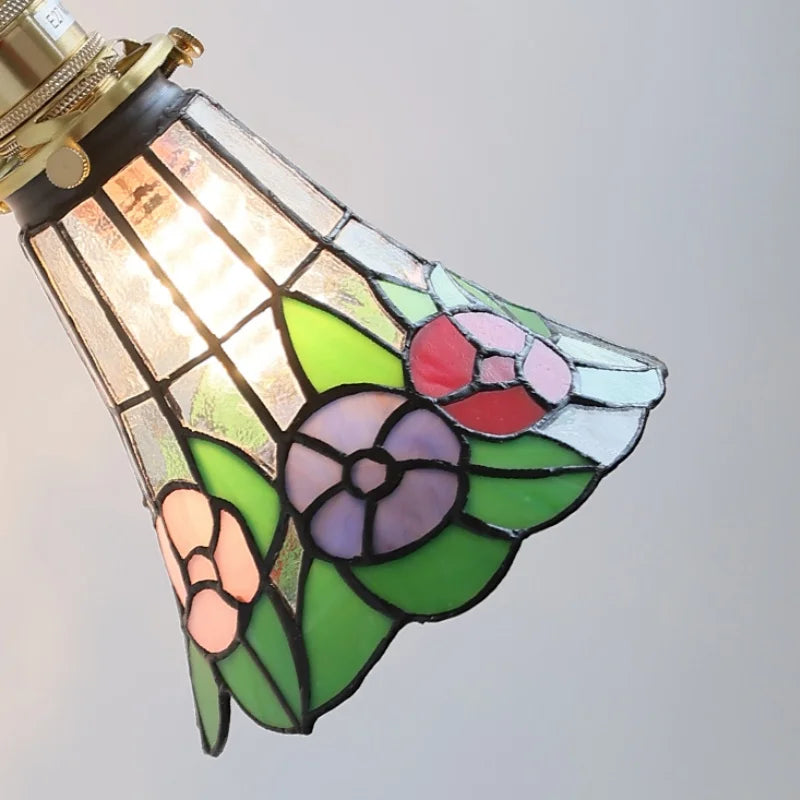 Rotatable Flower Glass LED Wall Sconce with Pull Chain Switch for Home Decor