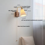 Walnut Wood LED Wall Sconce Rotatable Glass Bedside Lamp Nordic Modern