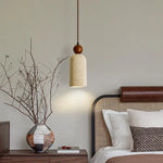 Afralia™ Nordic LED Pendant Light Yellow Travertine Adjustable Wood Hang Lamp