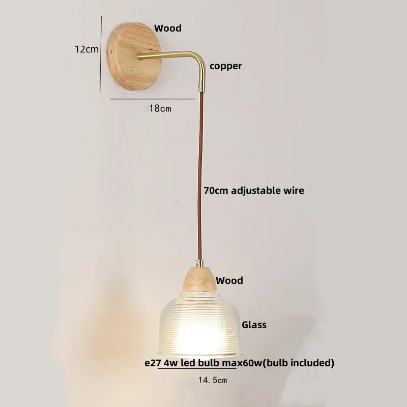 Clear Glass LED Wall Light with Pull Chain Switch