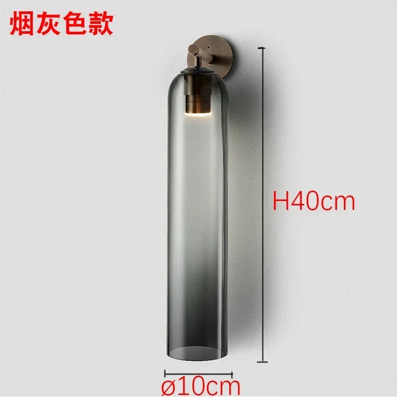 Tubular Glass Wall Sconce Light for Bedroom and Living Room