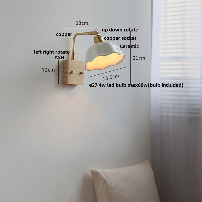 Rotatable LED Wall Light Fixture with Pull Chain Switch, Modern Nordic Design