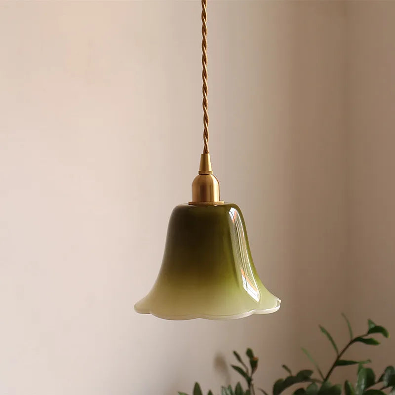 Afralia™ Pink Flower Glass LED Pendant Light Fixture, Modern Nordic Decor