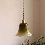 Afralia™ Pink Flower Glass LED Pendant Light Fixture, Modern Nordic Decor