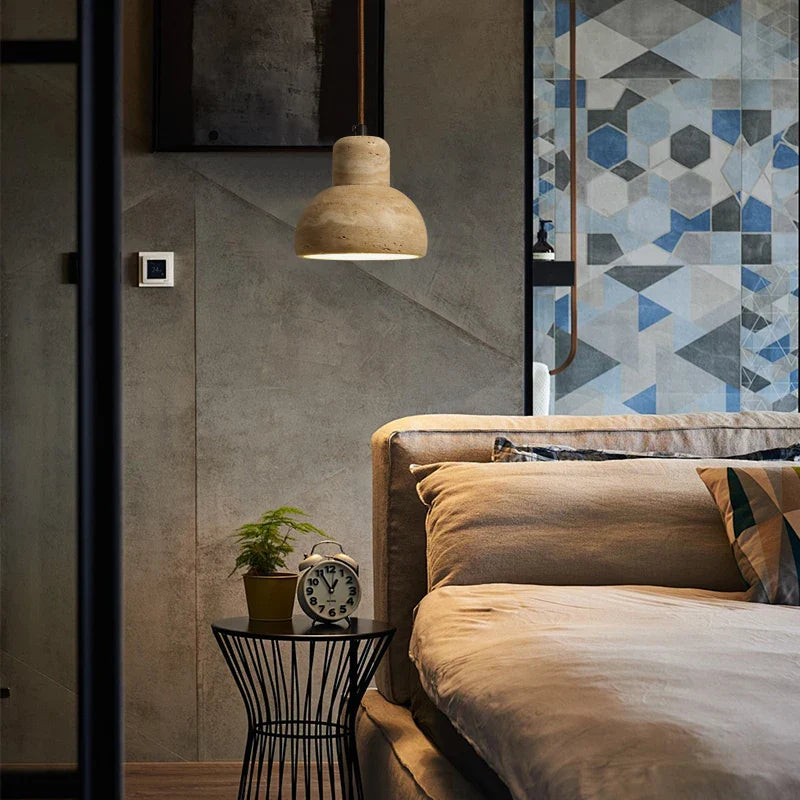 Yellow Travertine LED Pendant Lamp - Modern Nordic Home Decor