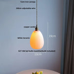 Ceramic LED Pendant Lamp, Modern Nordic Design, Adjustable 2m Wire, White Finish