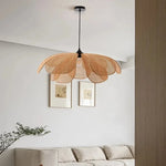 Wabi Sabi Rattan Pendant Lights for Dining Room - Petal Design LED Droplight