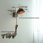 Copper LED Wall Light Sconce Pull Chain Switch Rotatable Bedside Lamp