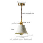 White Ceramic LED Pendant Lamps with Vintage Brass Finish