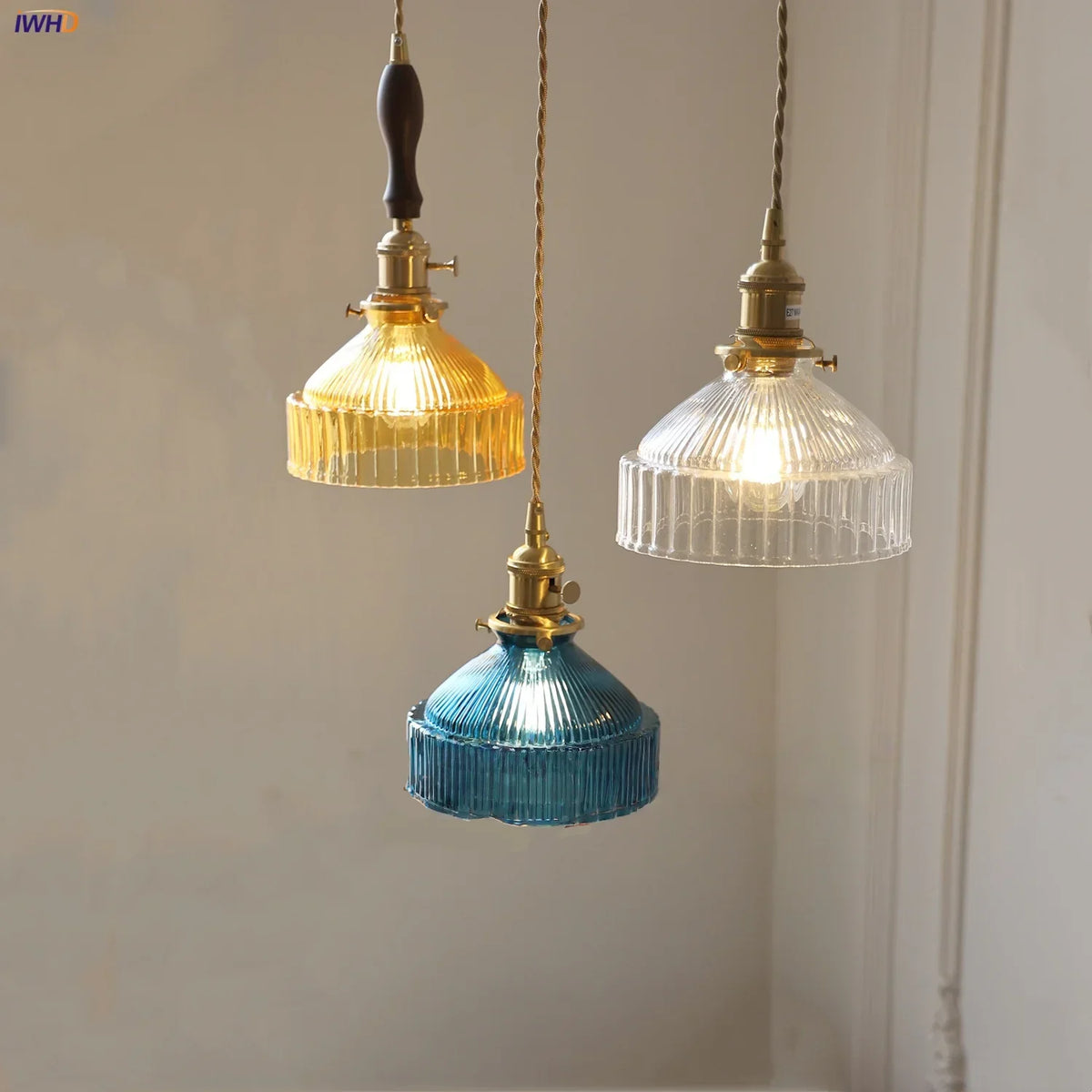 Walnut Wood & Glass LED Pendant Lamp Modern Nordic Style