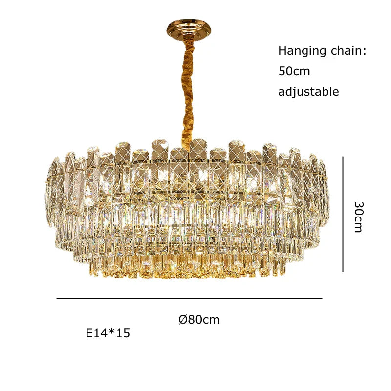 Gold Lustre Chandelier LED Crystal Light Fixture - Postmodern Luxury Hanging Lamp