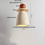 Yellow Travertine LED Pendant Light - Modern Wood Nordic Hanging Lamp