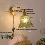 Amber Flower Glass Wall Light Fixture with Pull Chain Switch