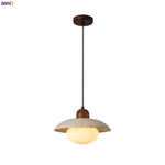 Afralia™ Wabi Sabi Glass LED Pendant Lights Yellow Travertine Vintage Hanging Lamp