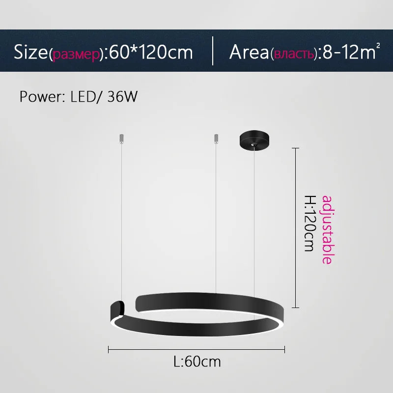 Nordic Ring LED Pendant Chandelier for Home Living Dining Kitchen Lighting