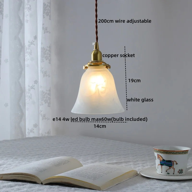 Copper Glass LED Pendant Lamps Modern Style Nordic Hanging Light Fixtures