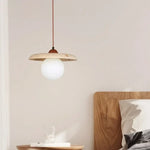 Afralia™ Yellow Cave Stone LED Pendant Lights Natural Wood Hanging Lamp