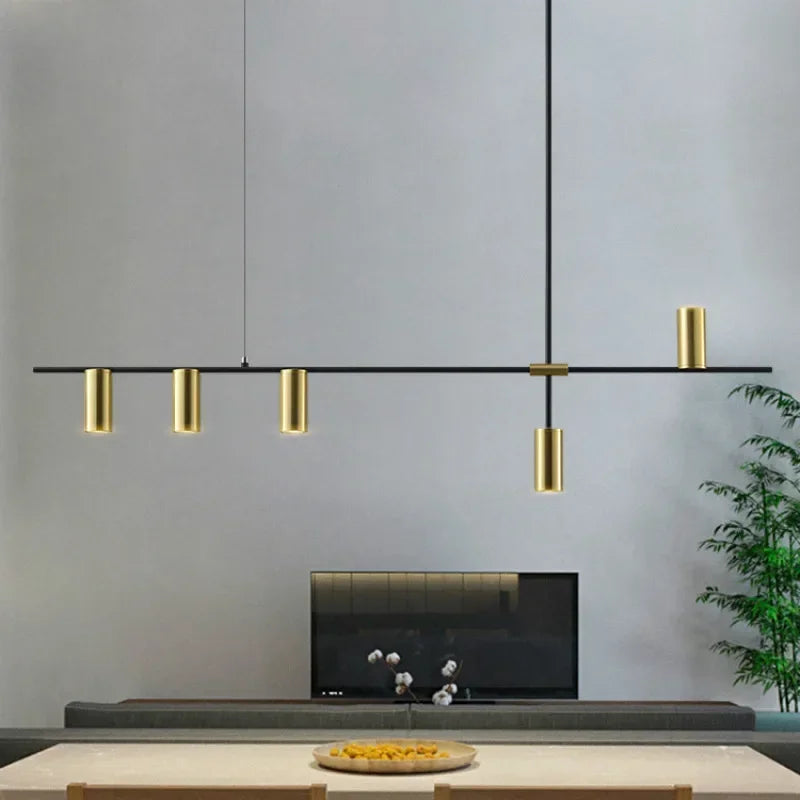 Modern Golden Metal LED Chandelier for Kitchen Dining Room Lighting