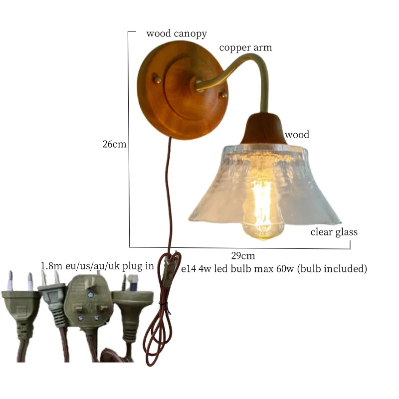 Butterfly Glass LED Wall Light with Copper Arm for Home Decor.