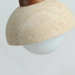 Vintage Stone LED Hanging Lamp Wood Yellow Travertine Pendant Lighting