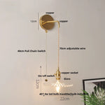 White Glass LED Wall Lamp with Pull Chain Switch, Modern Nordic Design