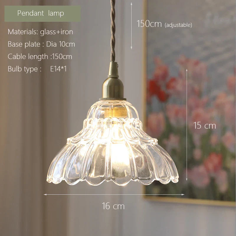 Brass Glass Pendant Light - Luxury Minimalist LED Nordic Flower Restaurant Lamp