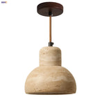 Yellow Travertine Stone LED Pendant Lamp for Kitchen, Living Room, Bedroom
