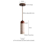 Nordic LED Wood Pendant Light Yellow Travertine Interior Lighting