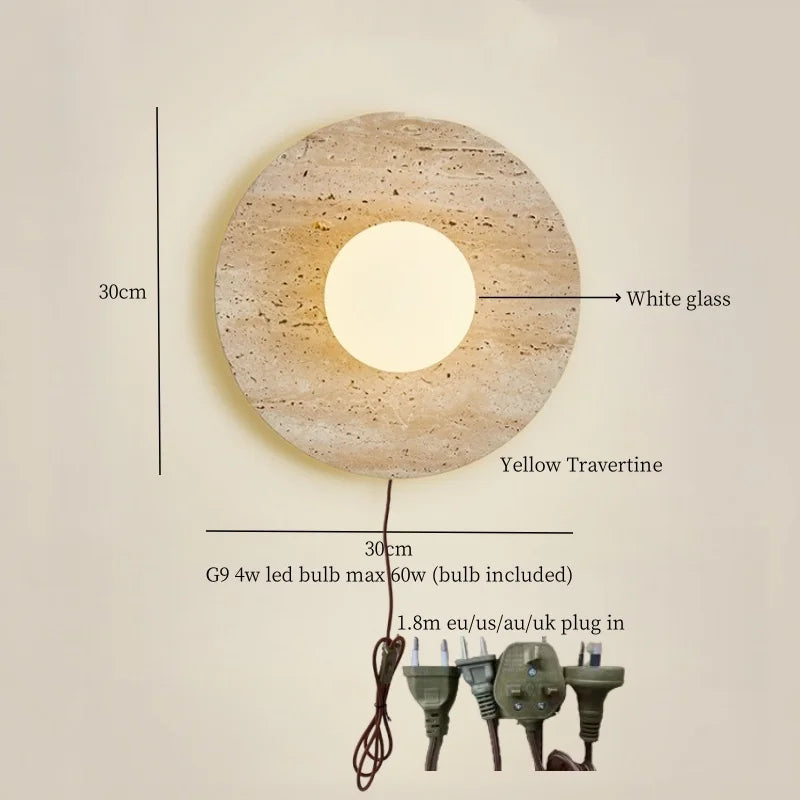 Afralia™ Wabi Sabi Black Travertine LED Wall Sconce for Home Living Lights